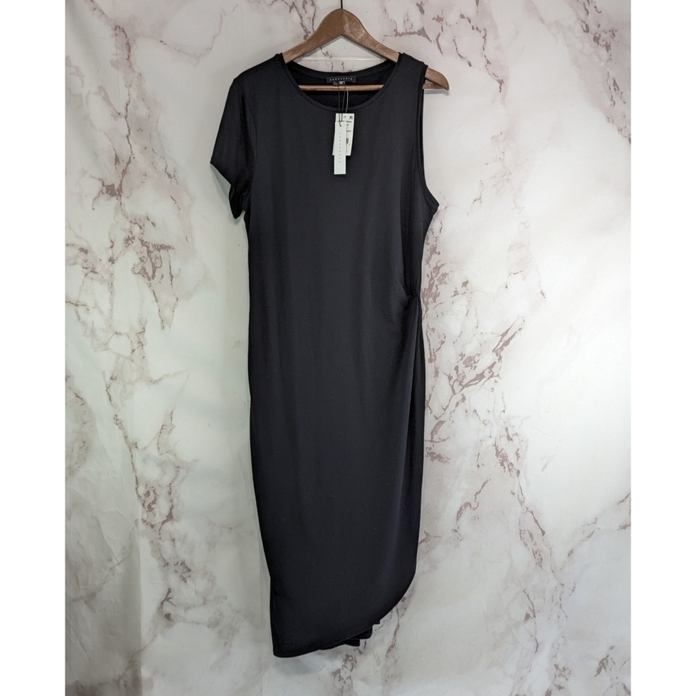 Sanctuary Dress Women XL Black Bodycon T Shirt Sleeveless Little Black Gladiator
